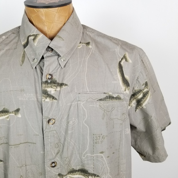 *SOLD* Columbia River Lodge Fish Print Button Down - Picture 4 of 7